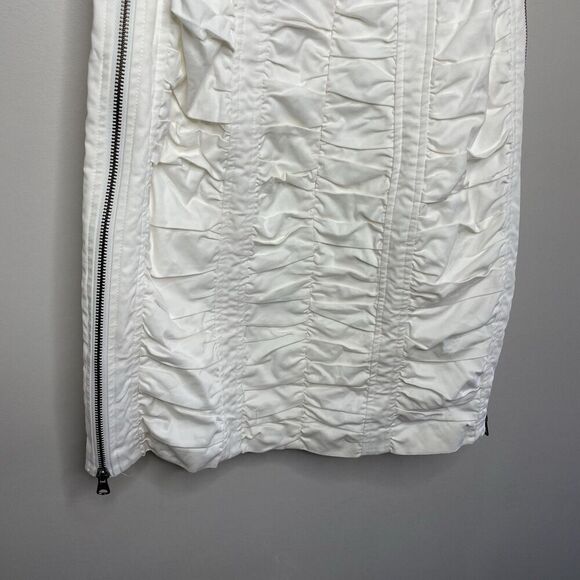 NANETTE LEPORE Mini Dress Women 4 Off White Bodycon Ruched Sleeveless Zipper - Picture 9 of 12